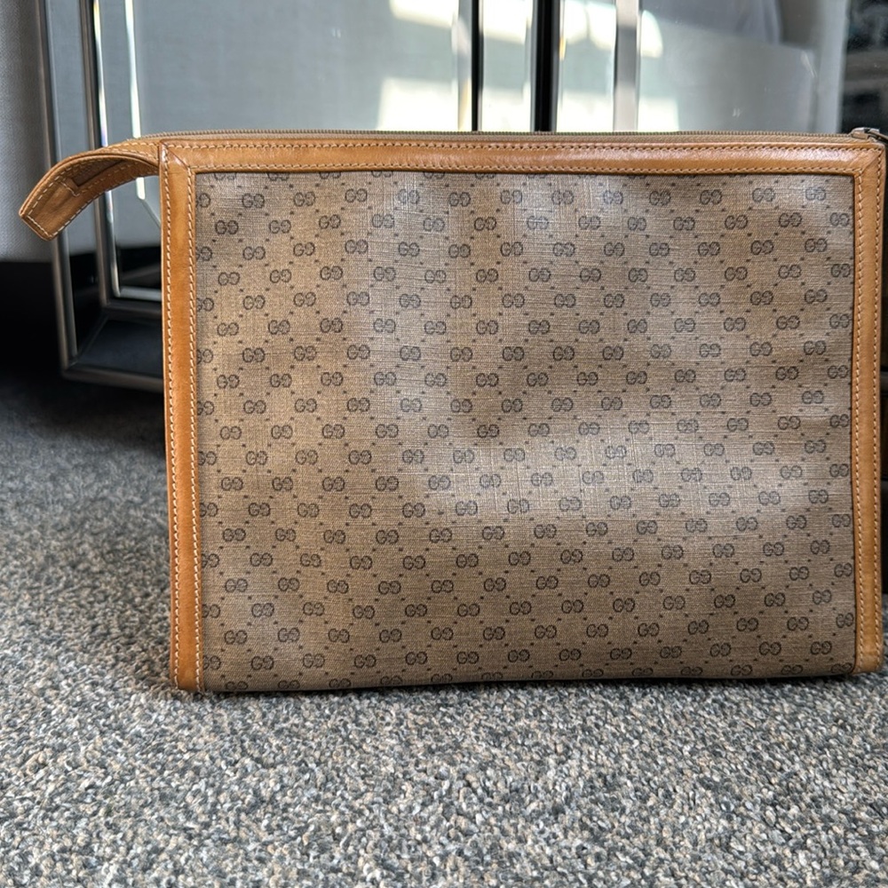 ๐ค AUTHENTIC GUCCI MICRO GG CANVAS LEATHER VINTAGE CLUTCH - Picture 4 of 12